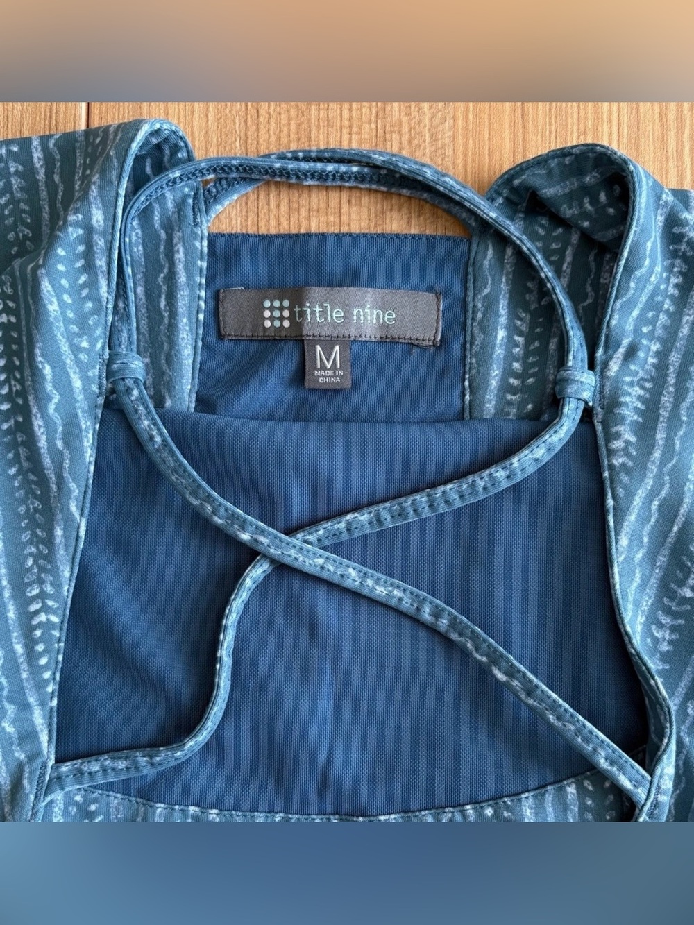 Title Nine Steadfast Convertible Dress M Ajrak Stripe Teal Stretchy Outdoors - Picture 6 of 13